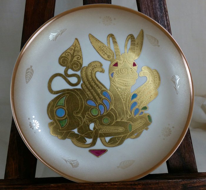 Morbelli Oreficeria - Fine Porcelain Dish etched in 24 kt gold -