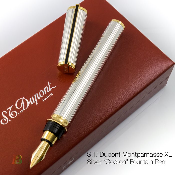 S.T. Dupont Montparnasse XL "Godron" Silver-plated Fountain Pen