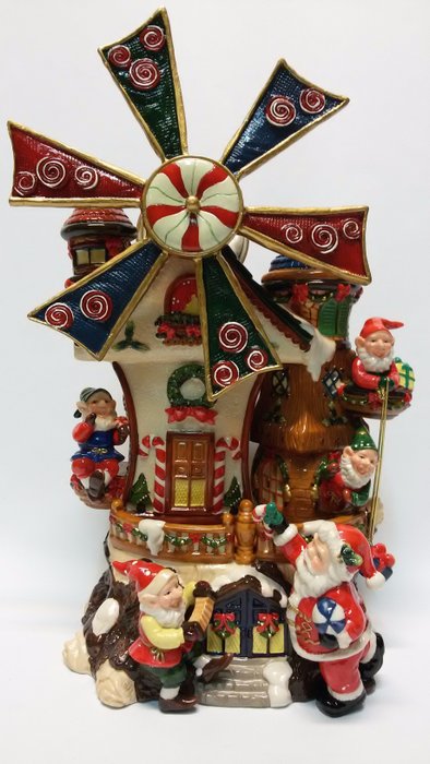 Babbo Natale Italy.Mulino In Ceramica Casa Di Babbo Natale Carillon Made In Catawiki
