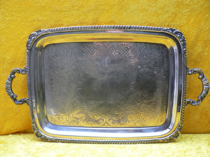 Silverplate Handled Serving Tray - Old English Reproduction - E.P. Copper - 1244 - Ca. 1900
