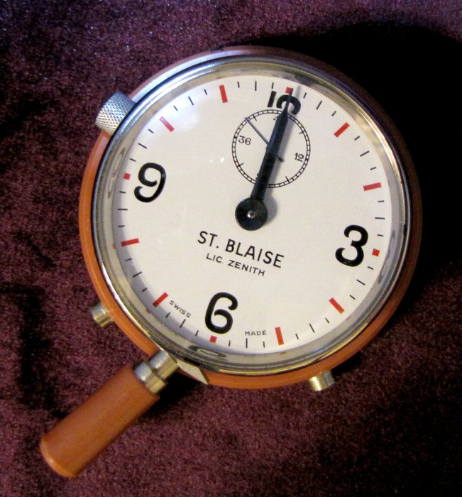 Rare St. Blaise Lic. Zenith 12 Minutes Telephone Timer Stopwatch - Switzerland 1960s