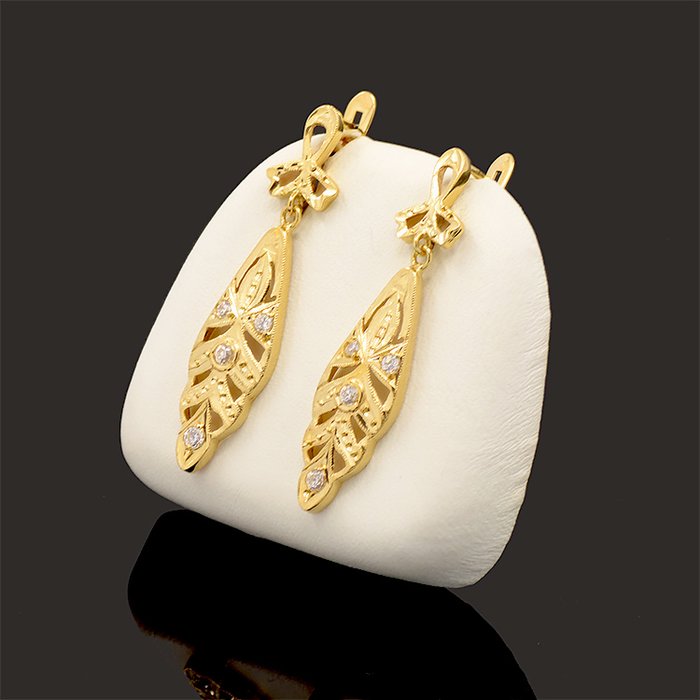 18k/750 yellow gold earrings design of the 20's - Length 38 mm. - Catawiki