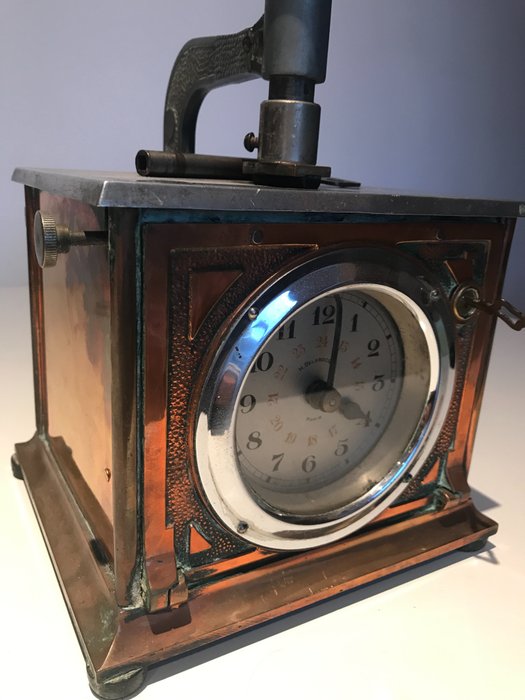 Old industrial time clock in bronze - H. Delarocque Paris