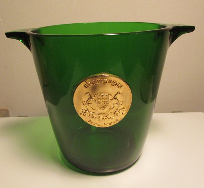 Old champagne bucket Henriot Reims France, green color glass 1,950 kg