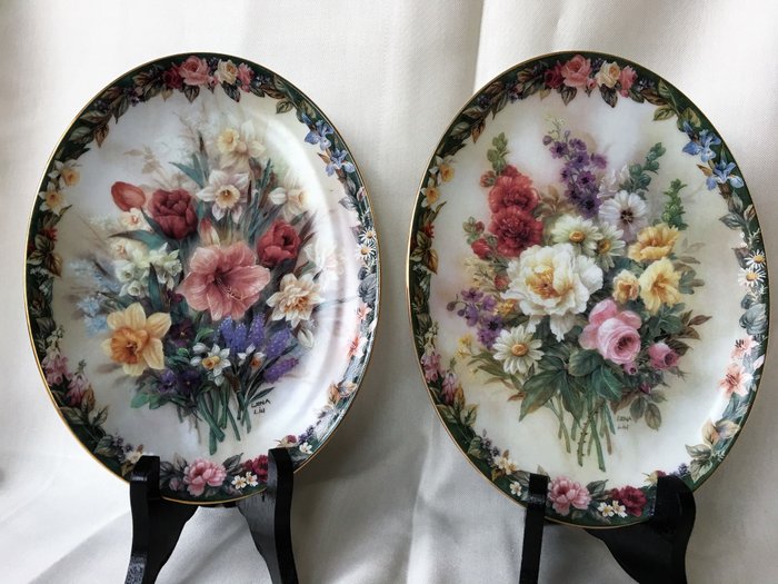 Lena Liu for Bradford Exchange,  2 oval collector plates, limited edition