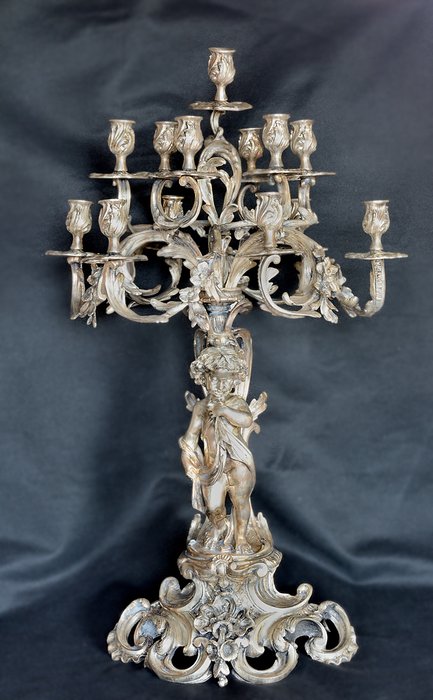 Silver candelabra Sculptor Attilio De Luca Italy 20th century