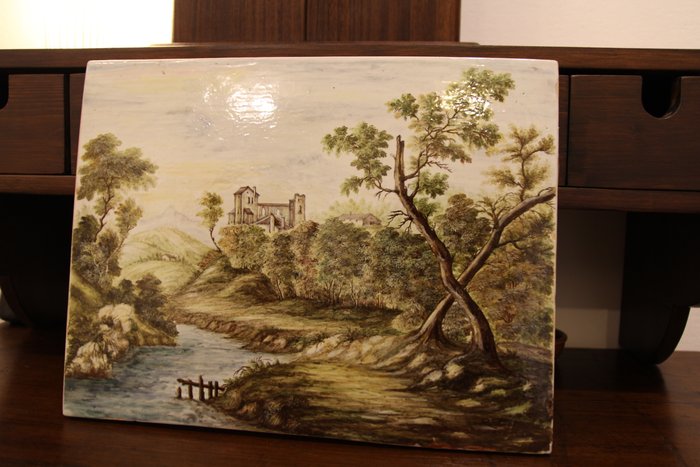 Great and Valuable Ceramic Tile from Castelli, signed R. Pardi