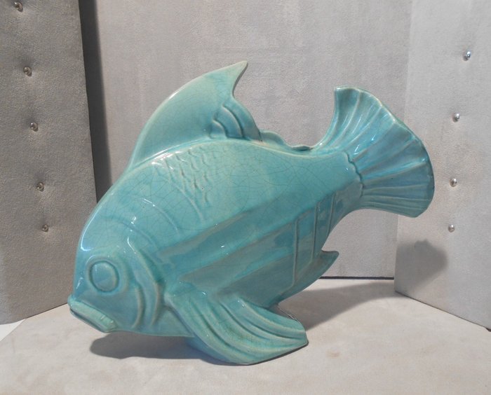 Le Jan - Sculpture made of crackle ceramic - fish model