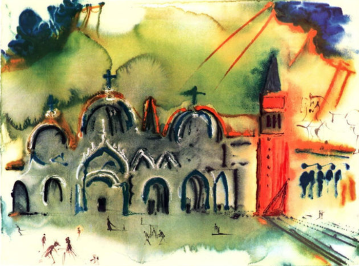 Salvador Dalí (after) - La place saint Marc Venise, la basilique et le campanile