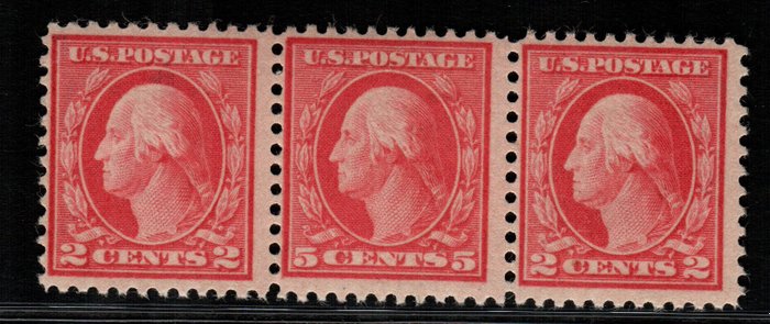 USA, stamps from 1917 - 5 Cent Triptych - with error on the number Unificato 2017-2018 Catalogue number: 309A