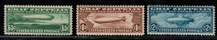 USA 1930 – Airmail Zeppelin flight –  Unificato 2017-2018 Catalogue no. PA 13/15
