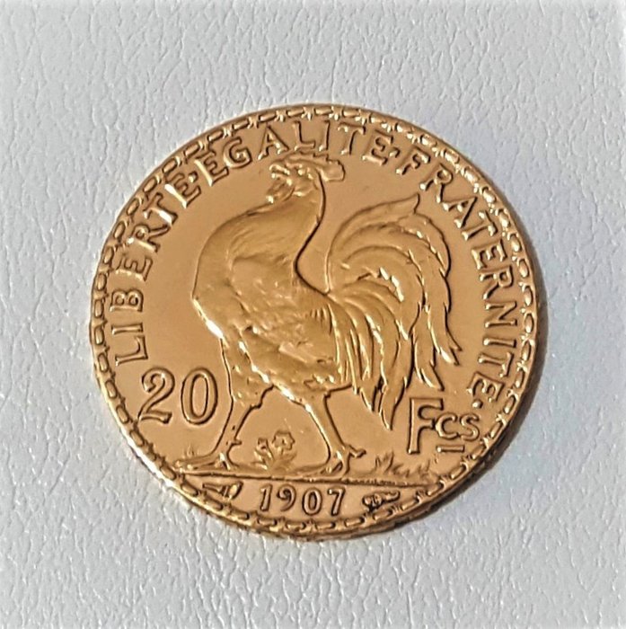 France -- 20 francs, 1907 -- gold