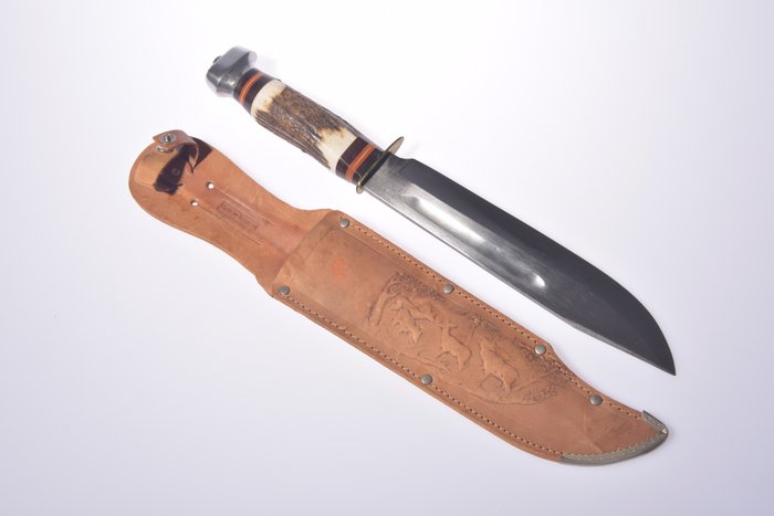 German Hunting Knife, Schneidteufel Solingen, Stainless Steel with Bone Handle