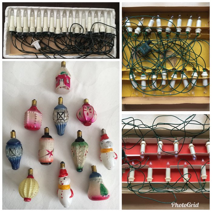 Collection Vintage Christmas lights - 3 boxes and 11 old lights
