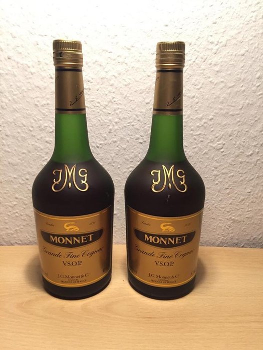 Two bottles of Monnet Cognac - bottled 1980s