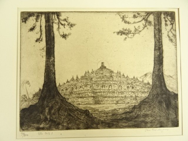 6 prenten van Jan Poortenaar (1886-1958) - Borobudur, Zes Etsen - 1939