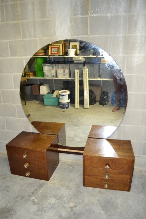 Barber Furniture With Large Size Round Mirror Cabinets Catawiki