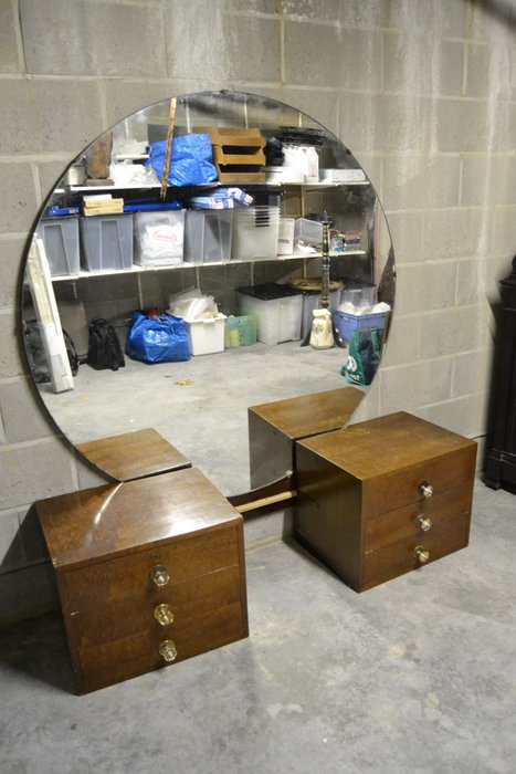 Barber Furniture With Large Size Round Mirror Cabinets Catawiki
