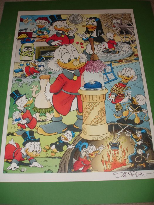 DON ROSA SCROOGE AND HIS FIRST DIME FIGURINE PRINT SIGNED 