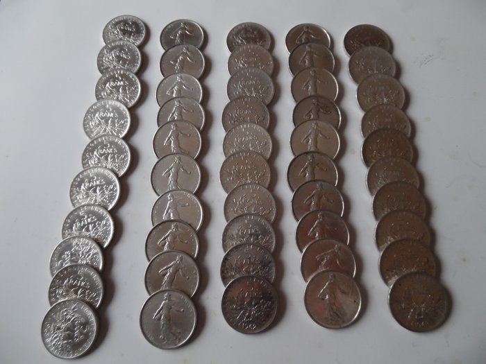 France – 5 Francs 1961/1964 'Semeuse' (lot of 50 coins) – - Catawiki