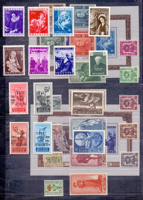 比利時 1949 - 包含塊和塊郵票的完整捲