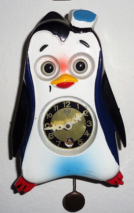 Mi-Ken vintage clock - Penguin - Working - 13,5x10cm - Made in Japan