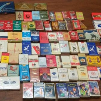 Large collection of foreign cigarette brands