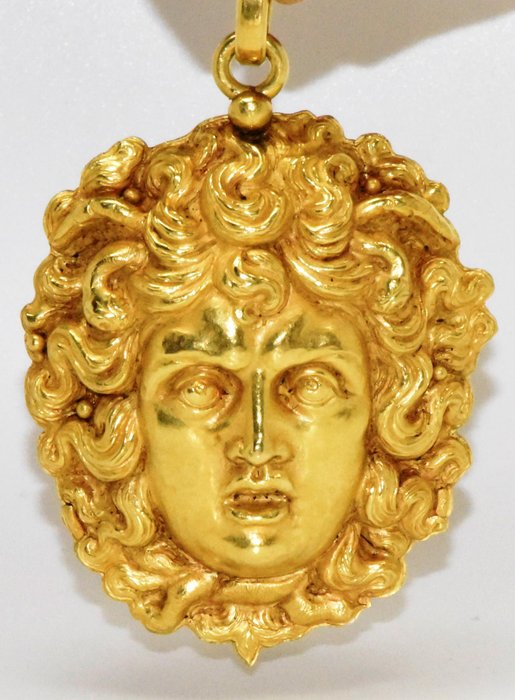 Pendant in 22 kt yellow gold, Medusa head, Florentine - Catawiki