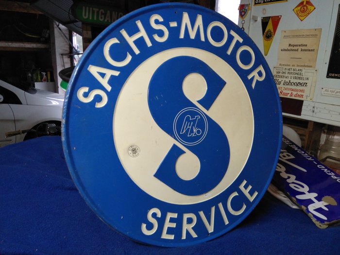 SACHS - MOTOR - SERVICE  Oud blikken bord jaren 1950