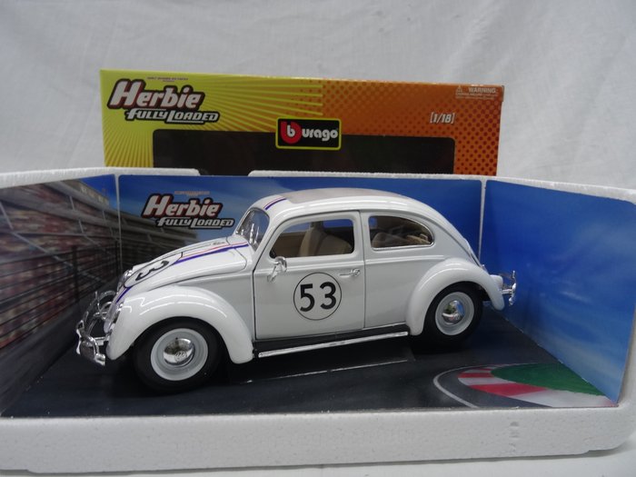 Burago - scale 1/18 - Volkswagen Beetle "Herbie Fully Loaded" No # 53 - colour white