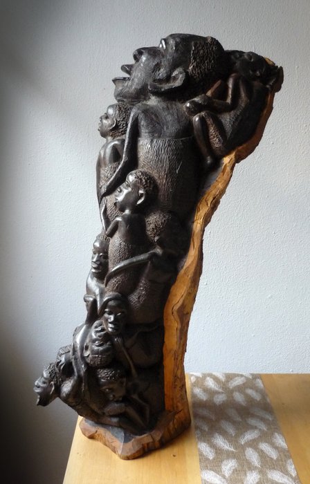 Wood carving sculpture tree of life - MAKONDE - Tanzania
