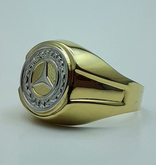 14/ 585 Ct Yellow & White Gold Vintage Mercedes Ring, Size 22mm, Total ...
