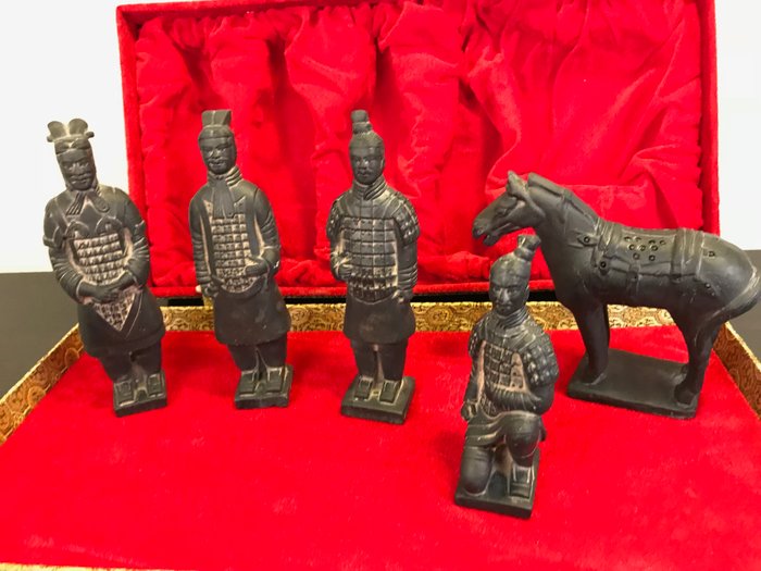 Five Terracotta statues - warriors from the Chinese terracotta army - China - late 20th century