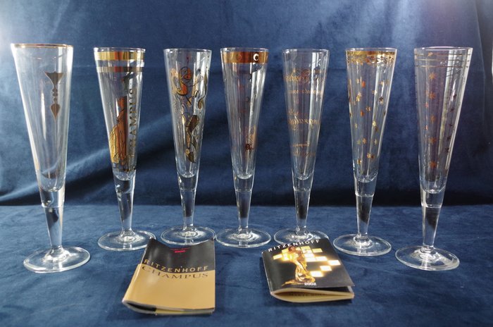 Ritzenhoff - 7 Champagne and 3 beer glasses, designed by various designers