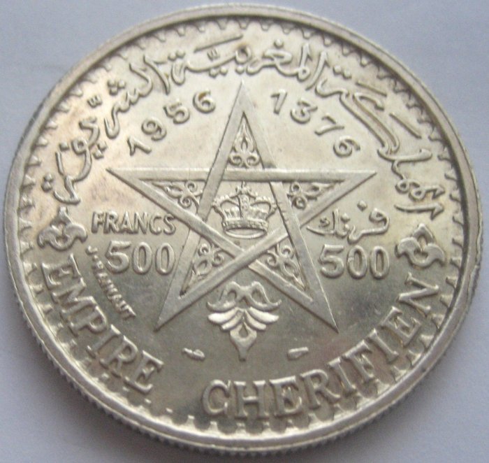 Morocco - 500 Francs 1956 Mohammed V - silver    