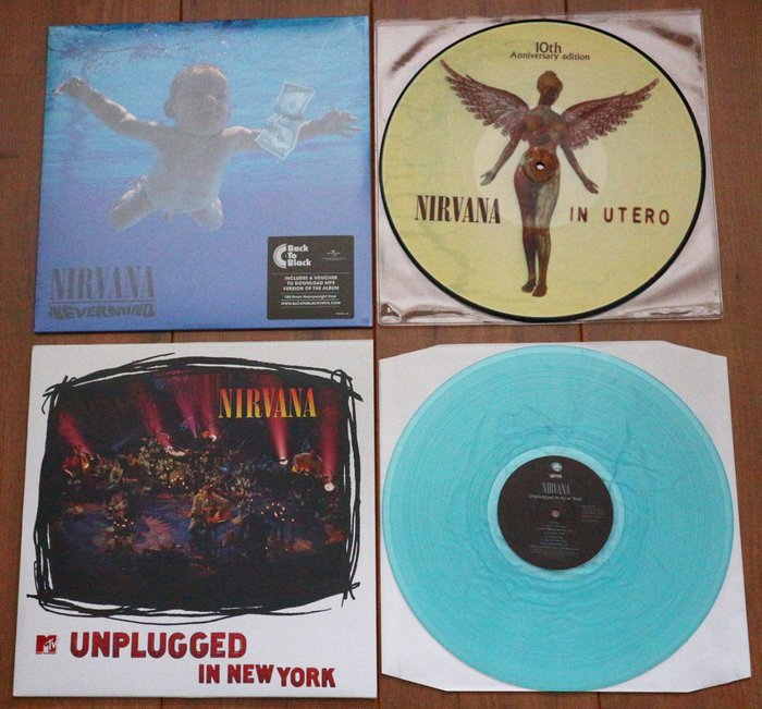 Nirvana- Great lot of 3 lp's: Nevermind, In Utero (limited edition 10t...