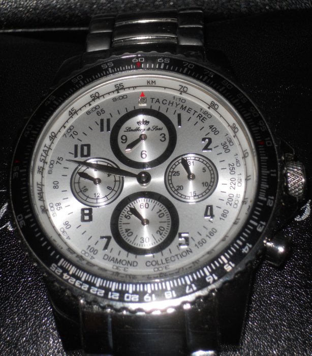 Lindberg & Sons Men's Cronograph Automatic Wristwatch White Dial - Diamond Collection