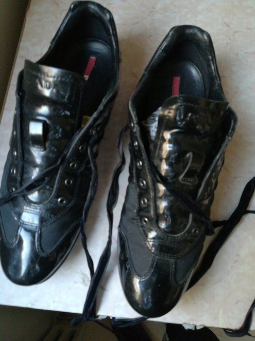 prada black patent leather sneakers