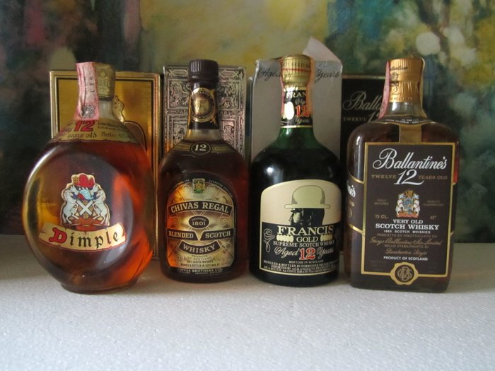 4 bottles - Francis Gold 12 years 75cl - Dimple de luxe 12