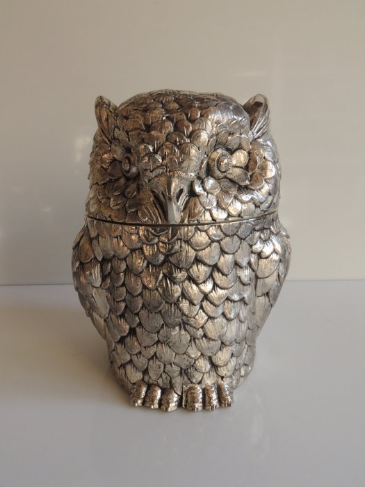 Mauro Manetti - owl ice bucket - signed - metal - silver plated -