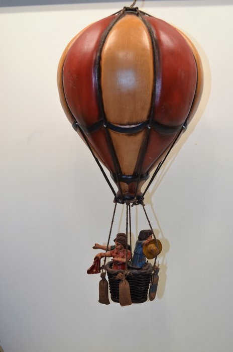 Decorative large wooden hot air balloon with balloonists