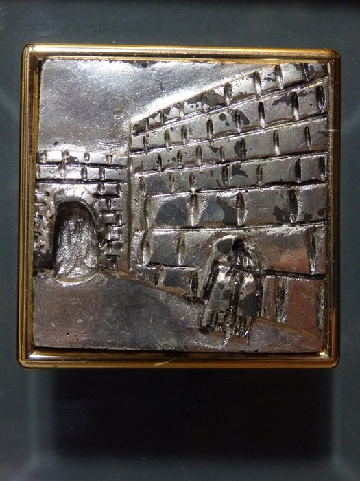 Judaica - miniature plaque of the wailing wall in Sterling Silver 925 by the artist SAAD - ISRAEL - 2nd half of 20th century