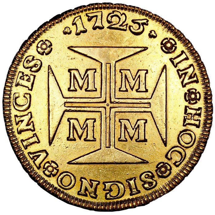 Brasil - Portugal Monarquia - D. João V - Dobrão ( 24.000 Reis ) - 1725 - Ouro - Rara - AG - 106.02