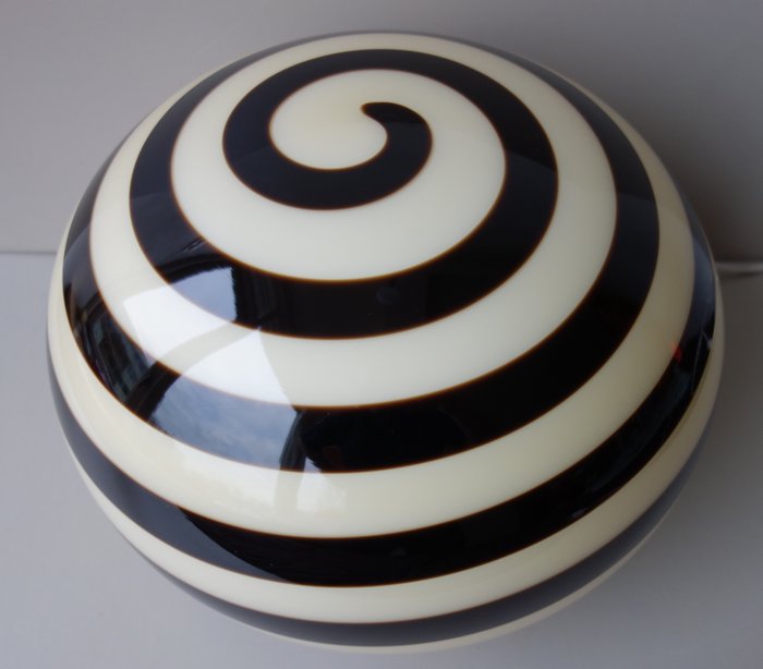 Zicoli Leuchten - round large glass floor lamp/table lamp "Zebra" in beige and black