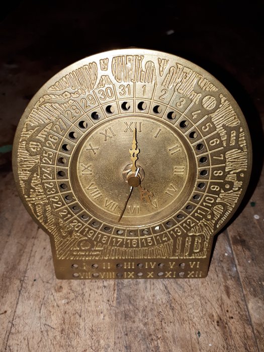 Solid brass zodiac clock