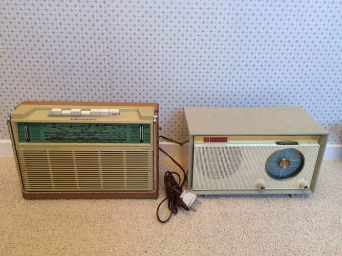 Philips portable transistor radio and 220 volt radio  The Netherlands, 1960s