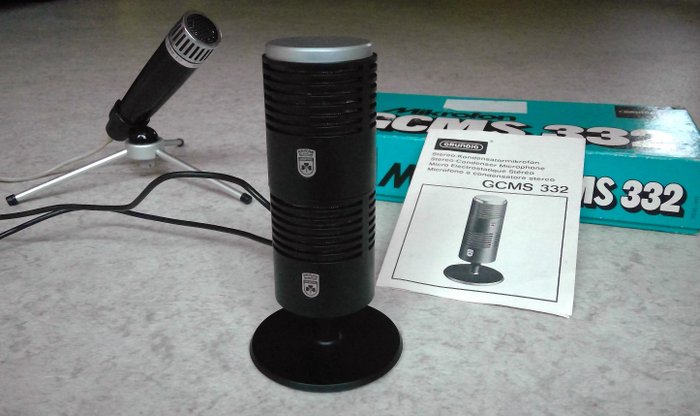Vintage studio microphone: Grundig GCMS 332 Stereo Condenser Microphone set + Grundig GDM 317 - 1978