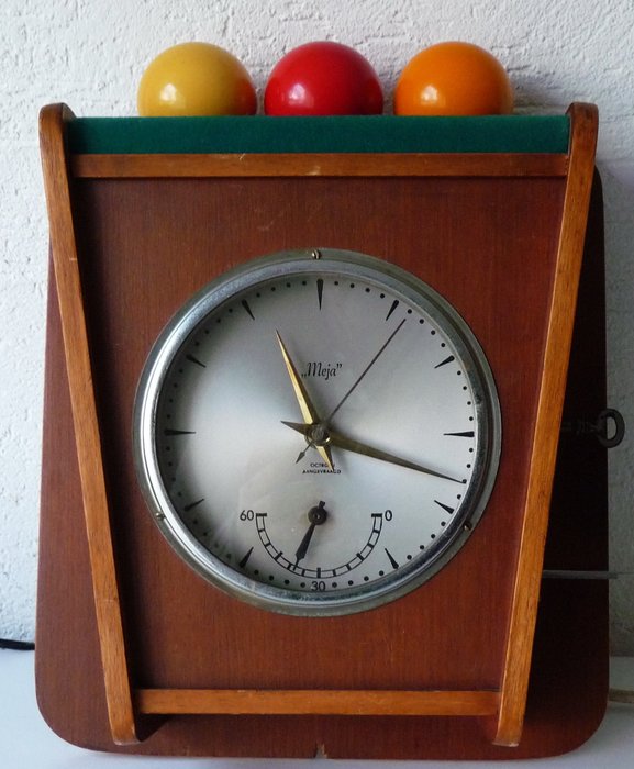 Old working pool table clock with balls