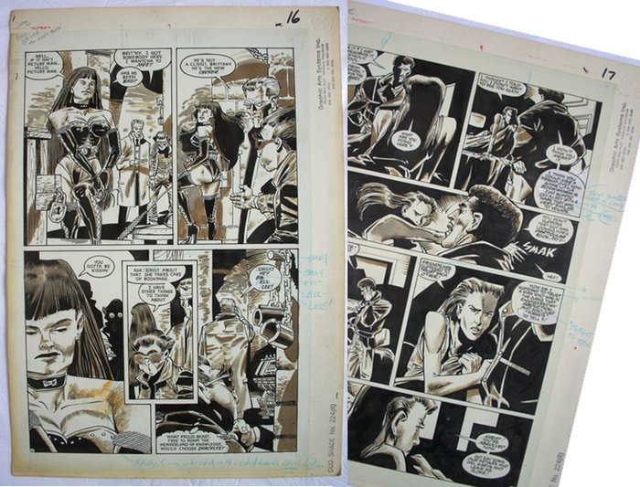 DC Comics- 2 original (pp 12-13) The Huntress (1989)