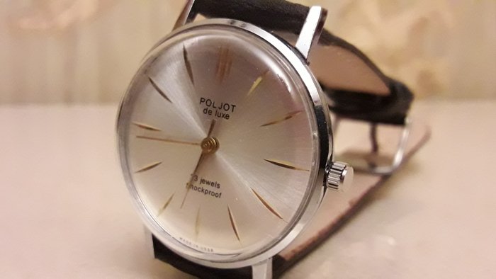 Poljot De Luxe "ultra-slim shockproof " , 23 jewels - Men's watch . Export series . Vintage Watch Soviet USSR 1960-1970's . 